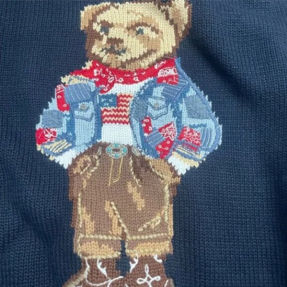 Polo by Ralph Lauren Navy Sweater with Bear Design - Picture 2 of 4
